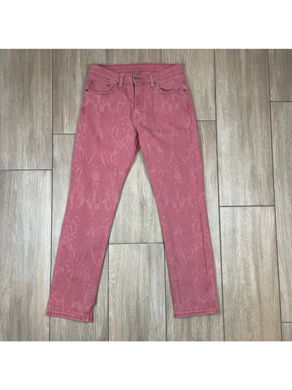 Levis 511 Slim Fit Jeans Mens 32x32 Pink Floral Garment Dye Stretch Denim